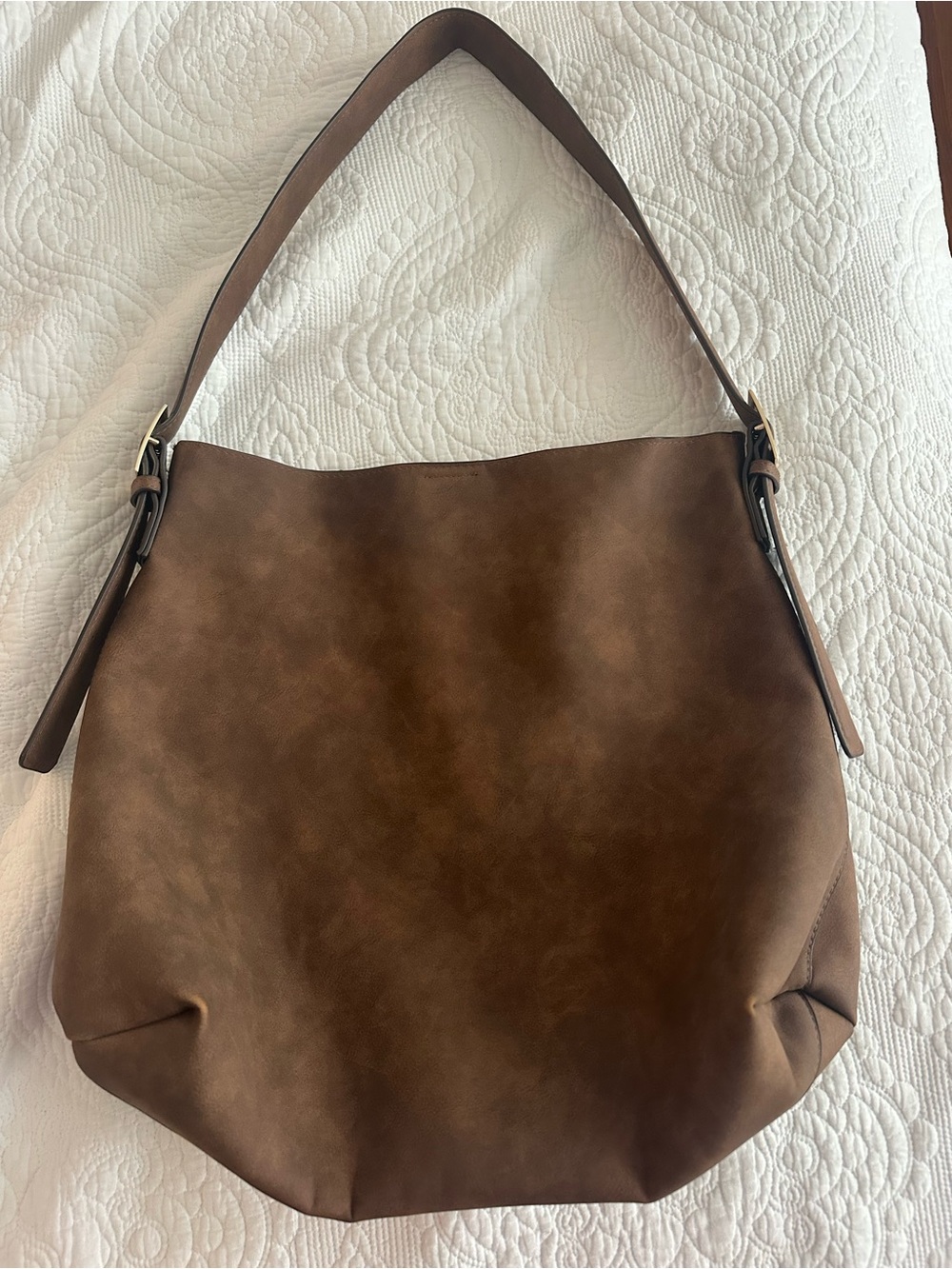 Brown Slouchy Shoulder Bucket Bag